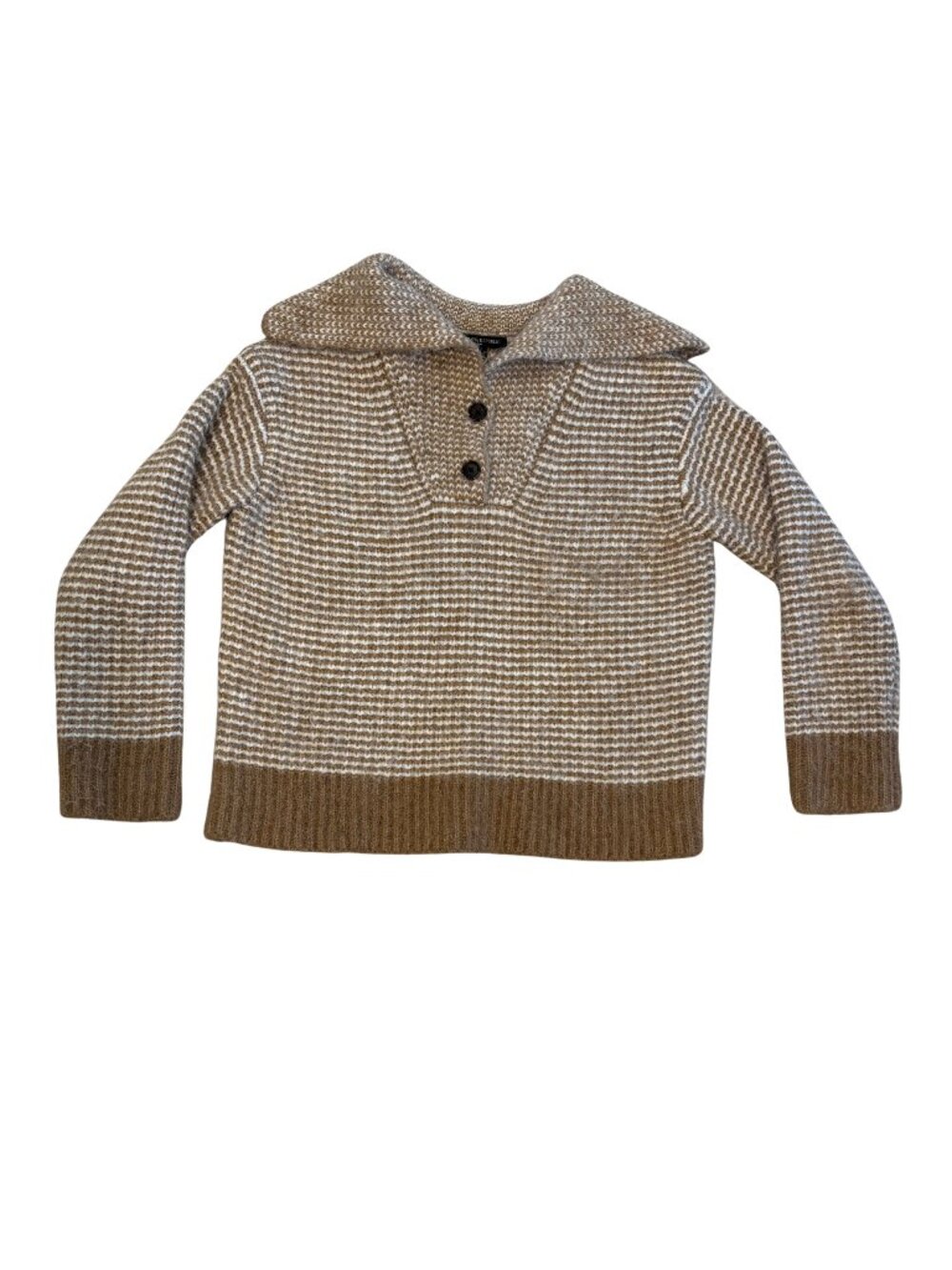 Banana Republic Shawl Collar Oatmeal Striped Wool Blend Sweater S